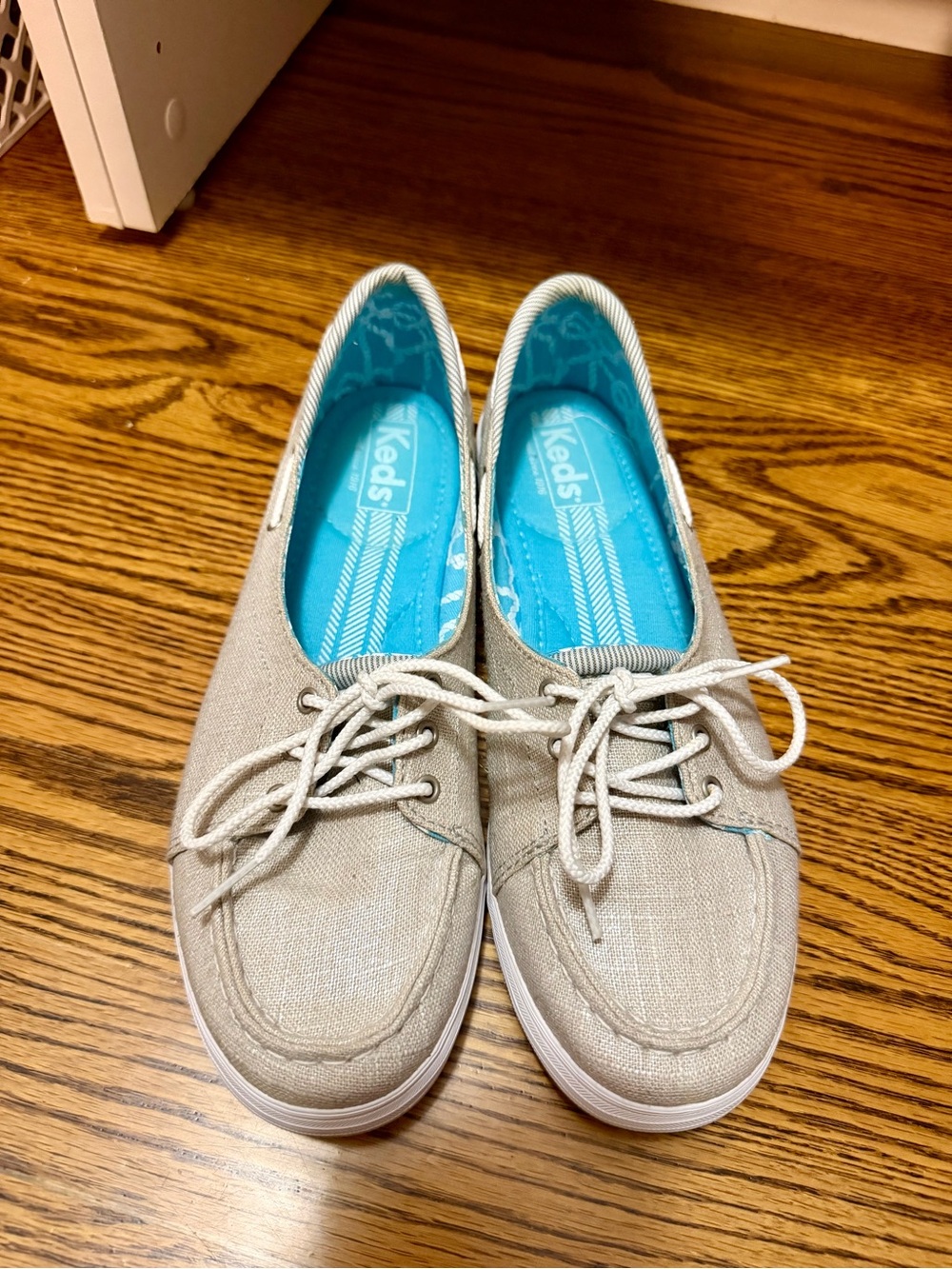 Keds Beige and Silver Boat Shoes